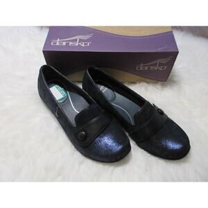 Dansko Shoes Womens 38 7.5 Olena Loafers Metallic Blue Comfort Leather Slip On